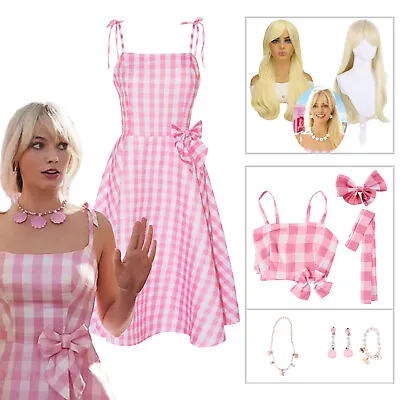 Barbie Cosplay Barbie Costume Pink Dress Adult&Kids Halloween Outfit Party Set • $35.98