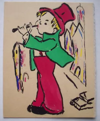 Handmade Painted Flutist Vintage Christmas Greeting Card *II18 • $6.99