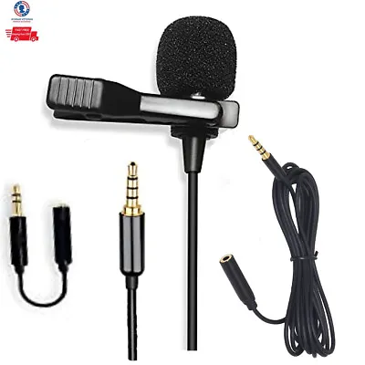 Clip On Mini Mic Microphone 3.5mm Lavalier Lapel For Mobile Phone PC Recording • $12.99