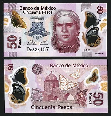 Mexico 50 Pesos 2019 UNC Polymer P-123a Serie AE • $5.20