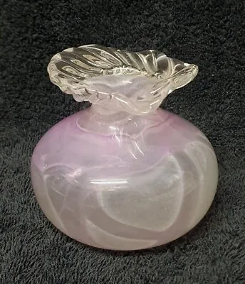 🔶️signed John Walsh Pink Glass Vase —australian Studio Art Glassblower Retro  • $79.99