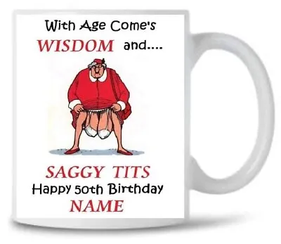 £8.99 • Buy Personalised Rude Womens 50th Birthday Gift Mug With Age Comes Wisdom. 