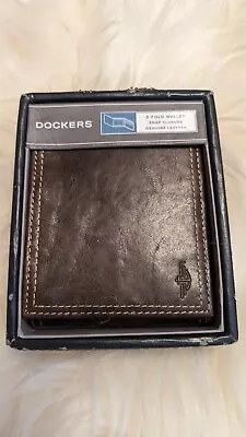 Vintage Dockers Z-Fold Dark Brown Wallet Snap Closure Genuine Leather NWT/NIB • $22