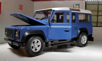 Land Rover Defender 300TDi 110 Blue TDi TD5 White Roof 1:24 Scale Diecast Model • £28.30