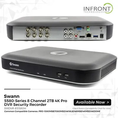 Swann 8 Channel 2TB HDD 4K Ultra HD BNC Connection DVR 5580 Series - SWDVR-85580 • $638