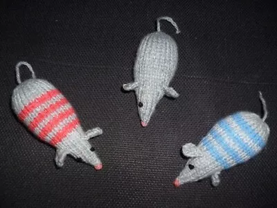 Three Hand Knitted Soft Toy Mice • £4.99