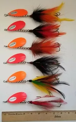 8  Inline Spinner Musky Harasser  Natural Buck Tail #8 Fluted Indiana Blade Lure • $14.95