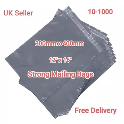 50 STRONG Mailing Bags 12  X 16  Extra Large Grey Plastic Recyclable Plastic  • £4.99