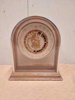 Vintage Verichron Gmt World Time Quartz Mantel Clock Red Airplane Second Hand • $39.99