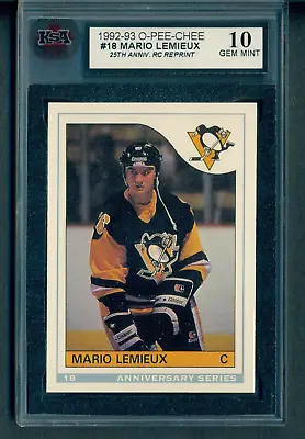 1992-93 O-Pee-Chee - 25th Anniversary #18 Mario Lemieux RC Reprint KSA 10 Gem MT • $80.99