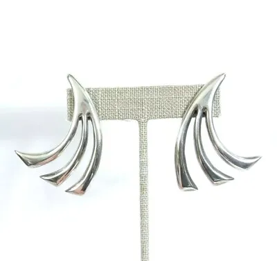Miguel Pineda Modernist Fanned Sterling Silver Vtg Earrings - 925 TL-30 ALG  • $275