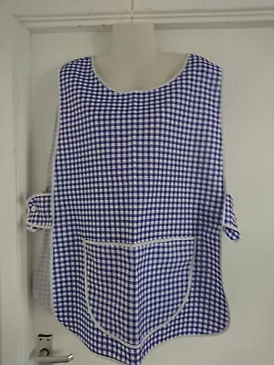 Vintage Blue Gingham Check Tabard Apron Overall Pinny Os New Made In England • £12.99