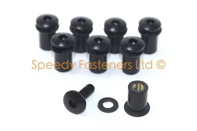 8x Black Anodised Aluminium Motorcycle Wind Shield Screen Bolts Fairing Bolt Kit • $14.79