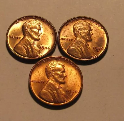 1946 1946 D 1946 S Lincoln Cent Penny - Mixed BU Condition - 56SA • $2.76