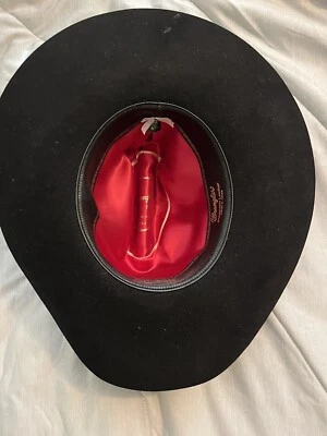$49.95 • Buy Wrangler Sheepskin Leather 5X Beaver Quality Black Cowboy Western Hat Size 6-7/8