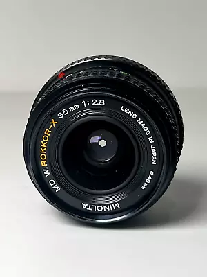 Minolta MD W. Rokkor-X 35mm Lens 1:2.8 W/ FILTER CAPS And Adapter • $99