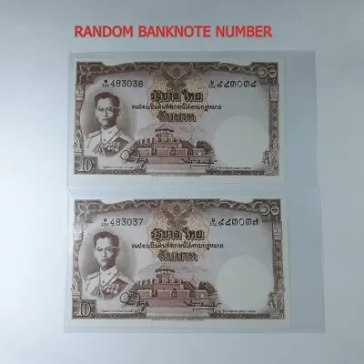 2Pcs. Thailand Rare Money Banknote Type 9 King Bhumibol Rama 9 UNC New 10 Baht • $39.89