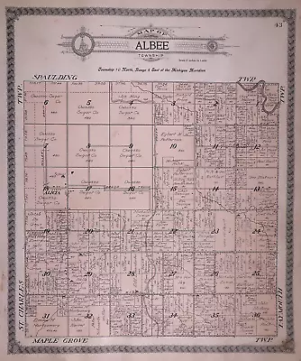 1916 Plat Map ~ ALBEE Twp. SAGINAW Co. MICHIGAN (15x17) -#017 • $45.95