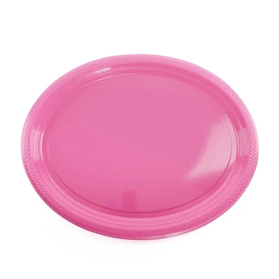 £8.99 • Buy Pack Of 25 Hot Pink 12  Plastic Platter Summer Party Tableware Picnic Bbq Buffet