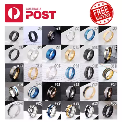 Titanium Stainless Men Women Fashion Universal Ring Rotatable Punk Classic Rings • $5.95