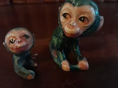 Vintage Porcelain Miniature Monkey Chimpanzee Figurines Hand Painted Japan • $22.50