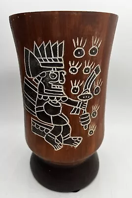 Leopoldo De Mexico Aztec Mayan Red Clay Folk Art Pottery Vase 10” EUC Vintage • $23