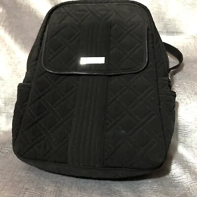 Vera Bradley Black Quilted Coton & Microfiber Backpack-Pre-owned • $65