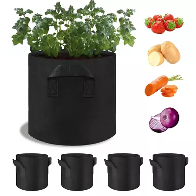 5/10x Grow Bags Aeration Fabric Planter Root Growing Pots Handles Black Green US • $12.95