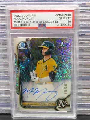 2022 Bowman Max Muncy Chrome Speckle Refractor Auto #020/299 PSA 10 Athletics • $8.50