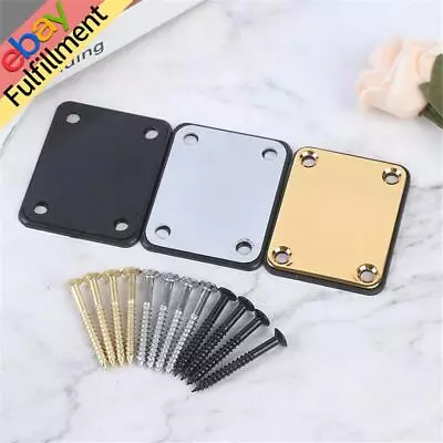 Chrome Electric Guitar Neck Plate W/ 4 Screws For Fender Stratocaster Telecaster • $11.75