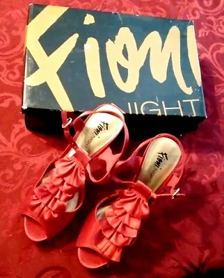 Fioni Night Womens Size 9 Sexy Strappy 4 Inch High Heels Satin Red Luring  • $51