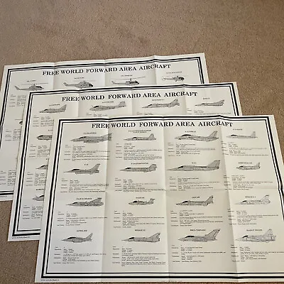 Free World Military Aircraft Training Charts Posters Lot Of 3 - F5 F4 F16 C130 • $30