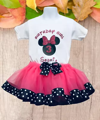 Minnie Mouse Hand Made BIRTHDAY GIRL TUTU SET 2pcs Personalized Name+Age • $34.99