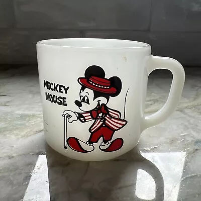 Vintage Disney MICKEY & MINNIE MOUSE Milk Glass MUG Federal Glass • $10