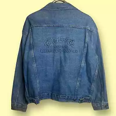 Vintage Sz Small Martin Americas Guitar Denim Trucker Jean Jacket Tyca Embossed • $74