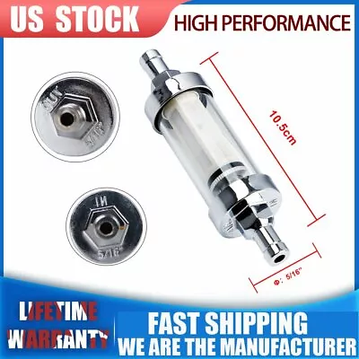 Universal Reusable Chrome Glass Clearview Petrol Diesel Inline  5/16  Fuel Filte • $9.99