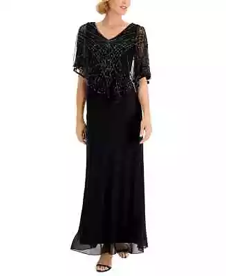 J Kara Embellished-Overlay Gown MSRP $289 Size 6 # 14A 1585 Blm • $26.53