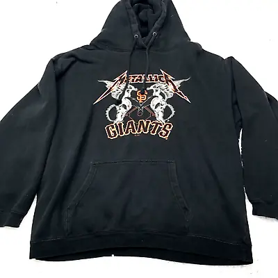 Giants Sweater 2Xl 2016 San Francisco Mlb Metallica Logo Skull Wings Hoodie Rare • $49.99