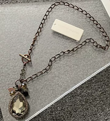 Martine Wester Bronze Chain Black Crystal Drop Pendant- NEW • £10