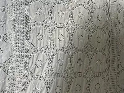 Crocheted Lace Bedspread / Coverlet  81  X 108  Plus 1 Pillow Case • $21.24