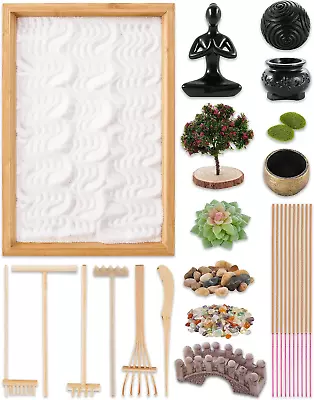 Zen Garden Kit - Mini Japanese Sand Garden For Desktop With Bamboo Tray - Includ • $78.26