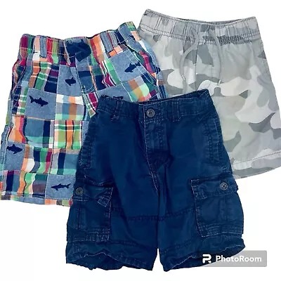 Oshkosh + Gymboree Boys Shorts Lot 3 Size 5T Navy Plaid Camo • $8