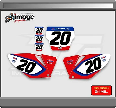 HONDA CRF250r 2006-2007  NUMBER PLATES GRAPHICS Backgrounds Set FACTORY LOOK • $64.99