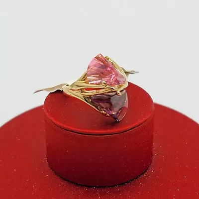 Vtg Sz 7 Ring Austrian Crystals 18K GE Gold Electroplate Jewelry Pink Purple • $49.99