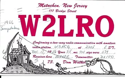 QSL 1956 Metuchen New Jersey  Radio Card • $5.52