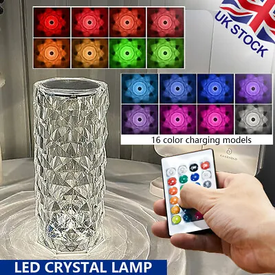 Mood Lamp LED Crystal Bedside Table Lamp Diamond Rose Mood Night Light UK • £6.99