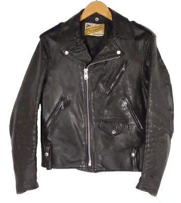 Vanson 1970s Schott Perfecto Black Leather Motorcycle Jacket Size 38 • $550