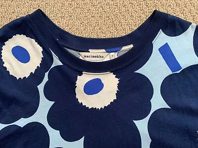 MARIMEKKO Unikko Short Sleeve Tee Shirt Top - Blue Poppy - Size M  EXCELLENT! • $69