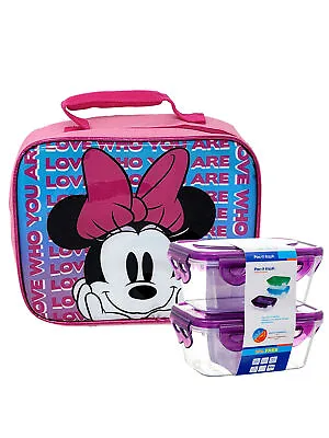 Minnie Mouse School Lunch Bag Insulated With 2-Pack Food Container Set • £12.34