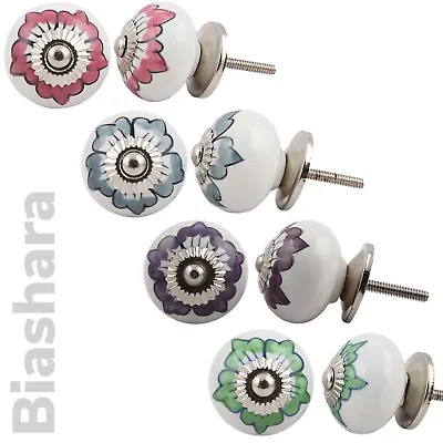 £2.60 • Buy FLORAL CERAMIC DOOR KNOBS Cupboard Handles Drawer Pulls Shabby Chic Quality 